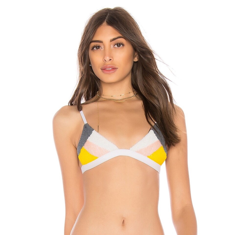 Skye & Staghorn Marigold Beaded Bikini Top, size 4
